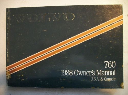 1988 volvo 760 owner&#039;s manual. good cond. clear no owner info.