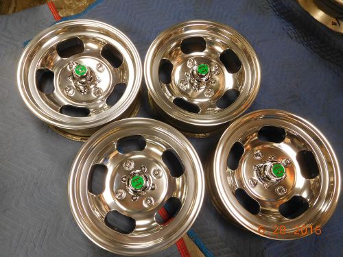 Set/4 polished shelby cal 500 slot mag wheels 4-lug vw bug porsche 68-up mags