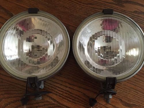 2 vintage large hella  lights, 6.75&#034; glass lens and covers made in germany