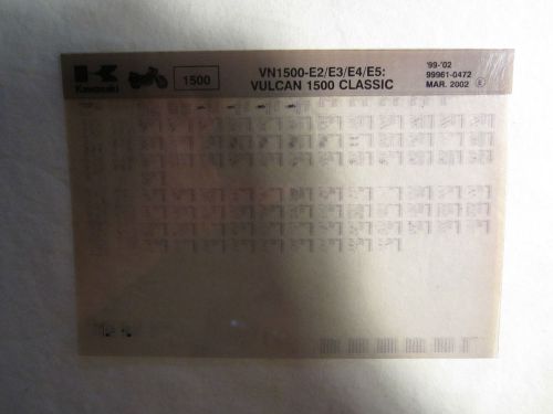1999-2002 kawasaki motorcycle vn1500 e vulcan classic microfiche part catalog