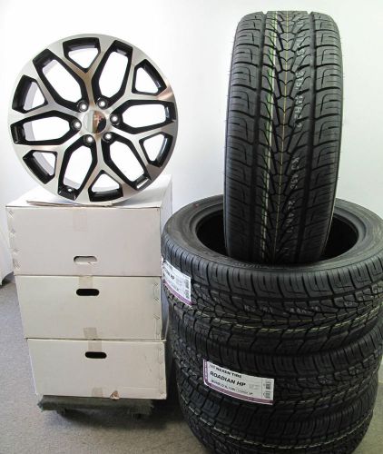 22&#034; gmc yukon sierra chevy tahoe machined black wheels 2854522 tires nexen 5668