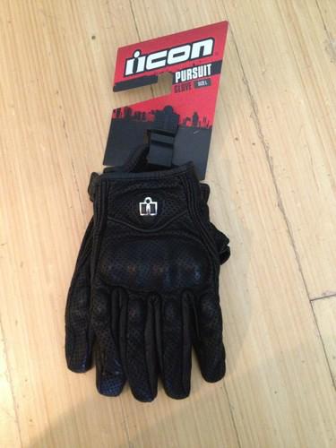 Icon pursuit perforated gloves. black. mens large / l