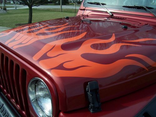 Jeep cj tj renegade hood fire flames flame striping decals stickers