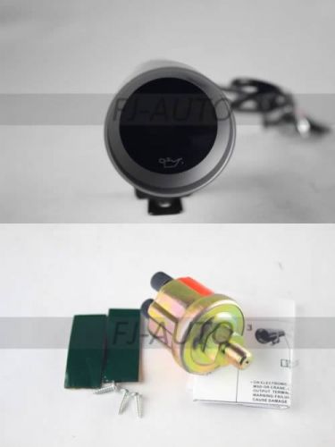 Brand new 37mm micro oil pressure gauge/racing meter w/sensor silver