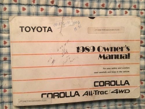 1989 toyota corolla owners manual