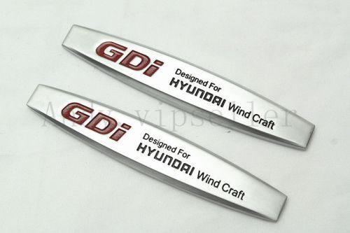 2pcs auto silvery new gdi luxury car side front metal sticker badges emblems