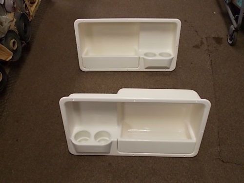 Off white coaming box (pair) cup holder &amp; storage 29 1/8&#034; x 15 3/4&#034; marine boat