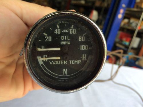 Smiths dual water temp oil pressure gauge mg midget austin healey sprite tested