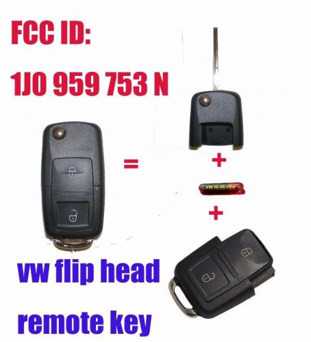 Remote key 2 button id48 433mhz 1j0959753n for 1998-2000 vw passat golf mk4