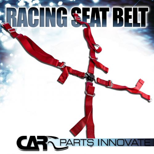 4 point camlock style racing seat belt harness red