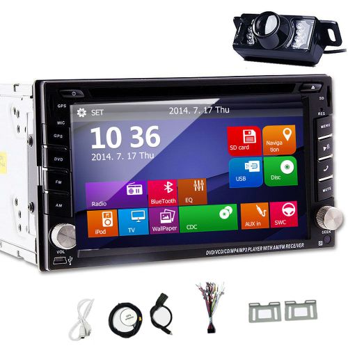 Gps navigation double 2din car stereo dvd player bluetooth radio indash ipod+cam