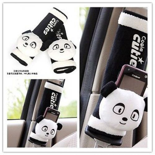 2pcs panda cartoon plush black white car auto seat belt cover shoulder pads