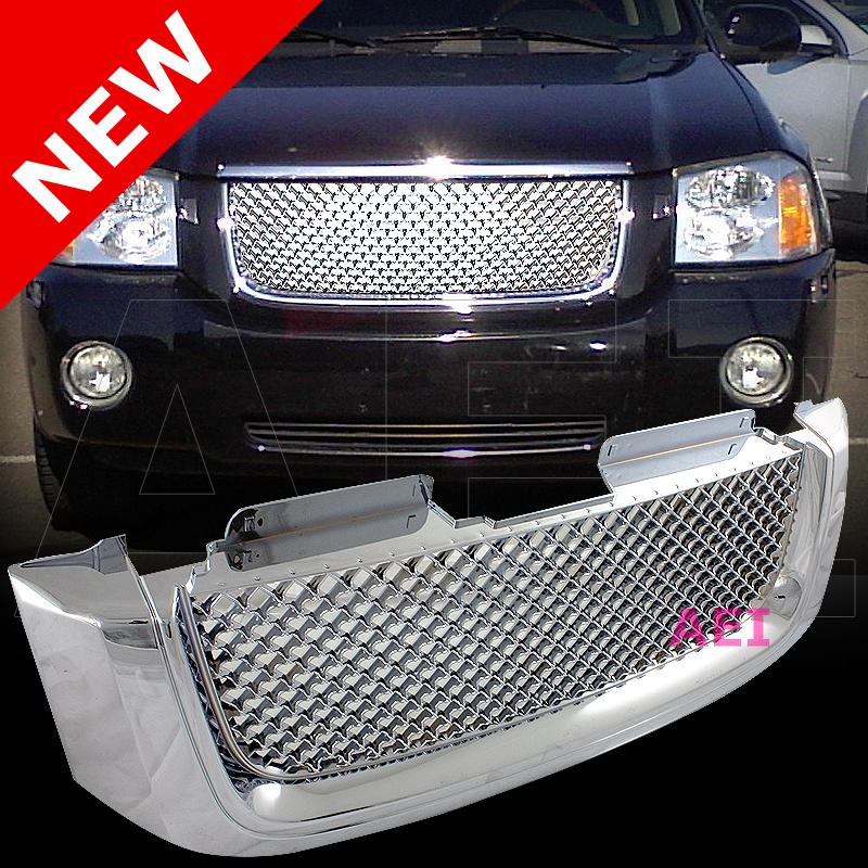 Gmc envoy 02-07 bentley style chrome polished mesh 3d front grille grill
