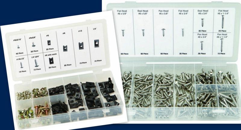 490 pc kit w/ 320 stainless steel screws & 170 u-clip & screw assortment no rust