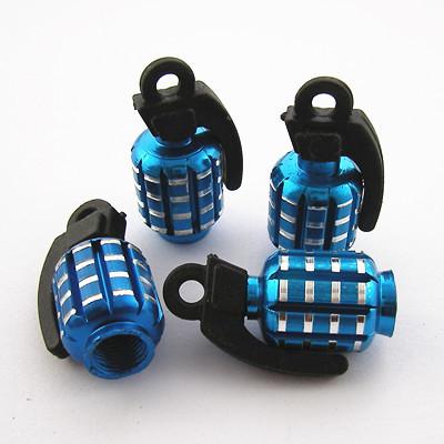 Blue grenades bomb wheel tyre tire valve stems air dust covers caps for porsche