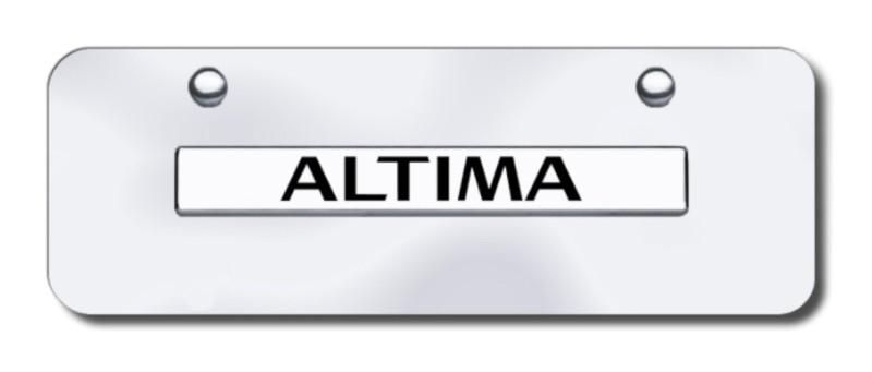 Nissan altima name chrome on chrome mini-license plate made in usa genuine