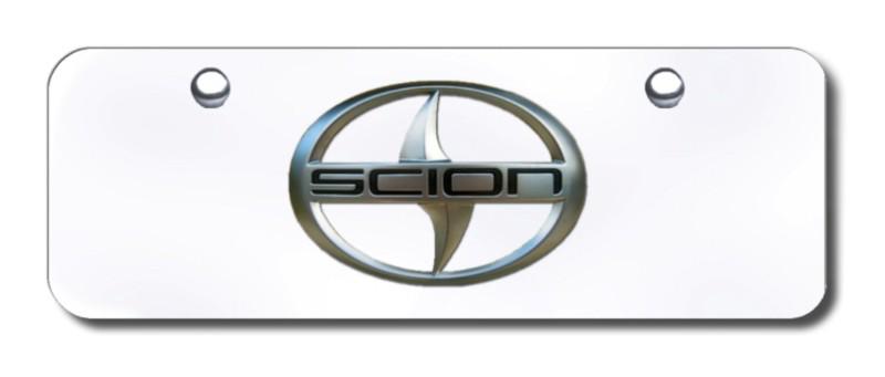 Toyota scion oem logo chrome on chrome mini license plate made in usa genuine