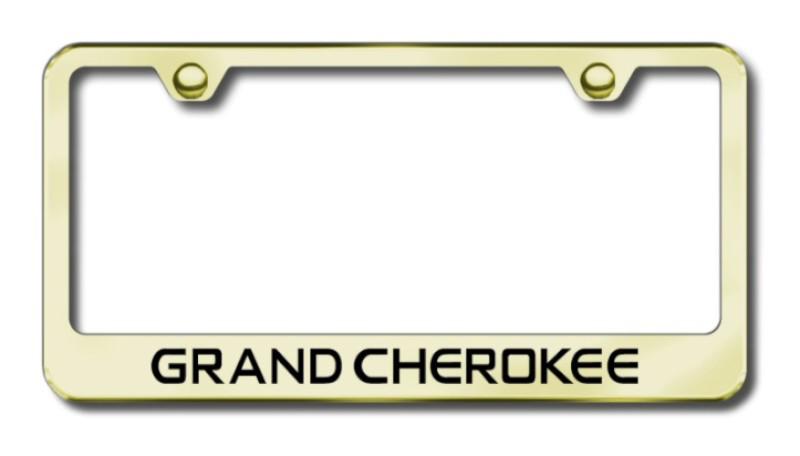Chrysler grand cherokee engrd. gold license plate frame -metal made in usa genu
