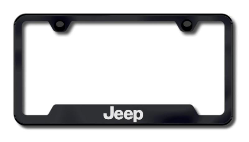 Chrysler jeep laser etched cutout license plate frame-black made in usa genuine