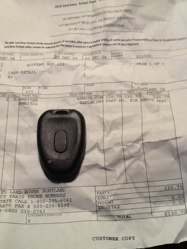 One button land rover keyless remote control entry replacement transmitter 