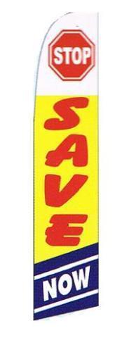 Stop save now feather flag 15ft super flutter asvertising banner jfz