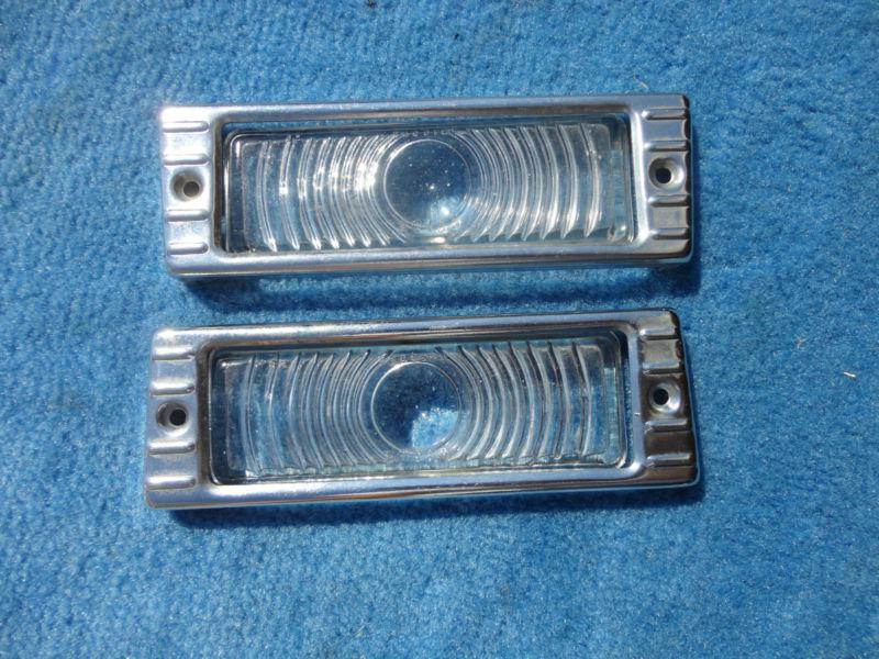 1947 1953 chevy pickup truck guide park light lens & bezel very nice used pair