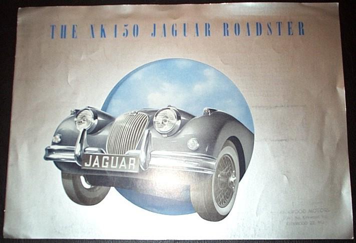 Original the xk150 jaguar roadster brochure, specs sheet 1958-60 "s"