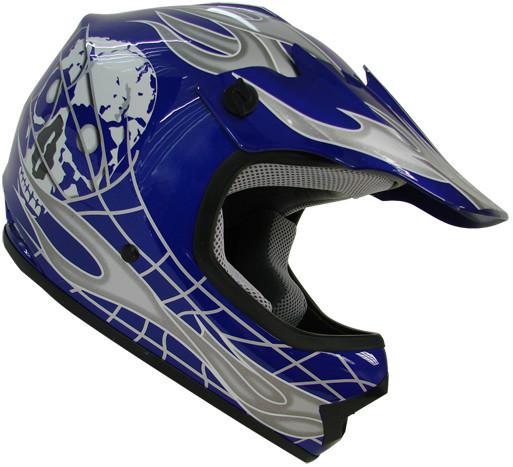 Youth kids motocross dirt bike blue silver skull mx atv motorcross helmet~s m l