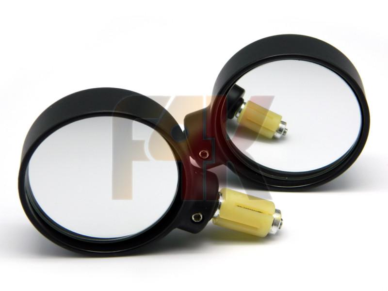 Motorcycle black round convex bar end mirrors for cafe racer buell bobber biker