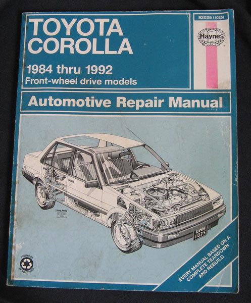 Toyota corolla 1984-1992  repair manual by haynes