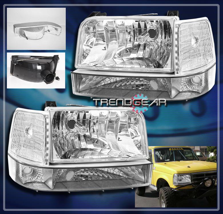92-96 ford f150 f250 f350 bronco crystal head lights bumper corner lamp 93 94 95