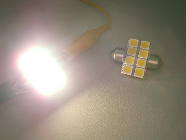 1pc 31mm 3022 3175 8 power smd led (warm white) festoon bulb