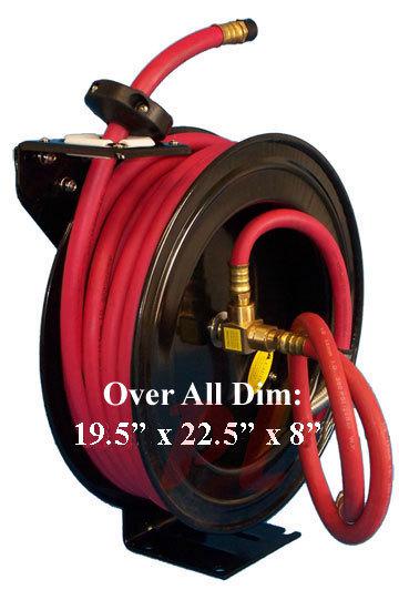 100' x 3/8" wall truck mountable retractable air hose reel rubber 300 psi 