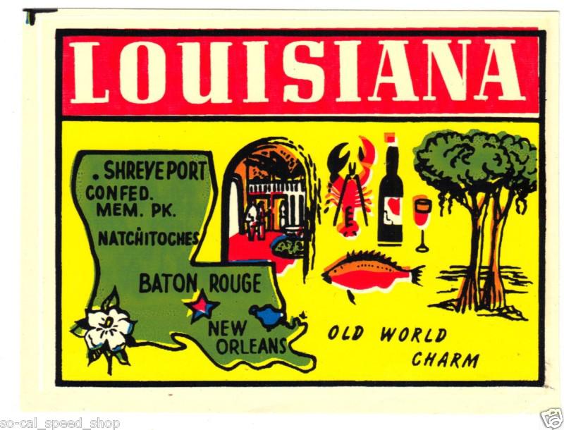 Vintage travel decal louisiana rat hot rod custom window trailer coach old auto