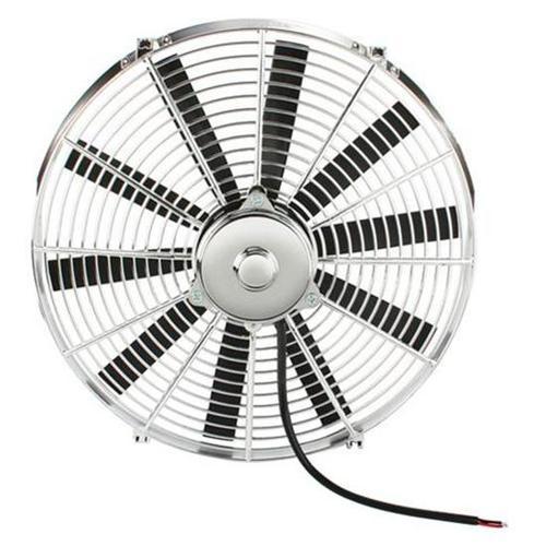 New 12" chrome straight blade electric engine cooling fan, reversible, 12 volt