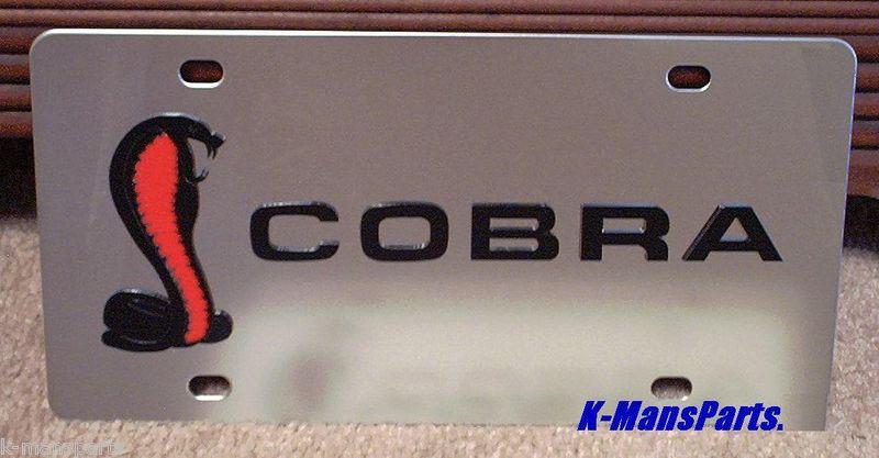 Ford mustang cobra emblem stainless steel vanity license plate tag