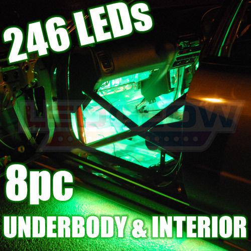 Green wireless underglow led neon lights w 4pc interior