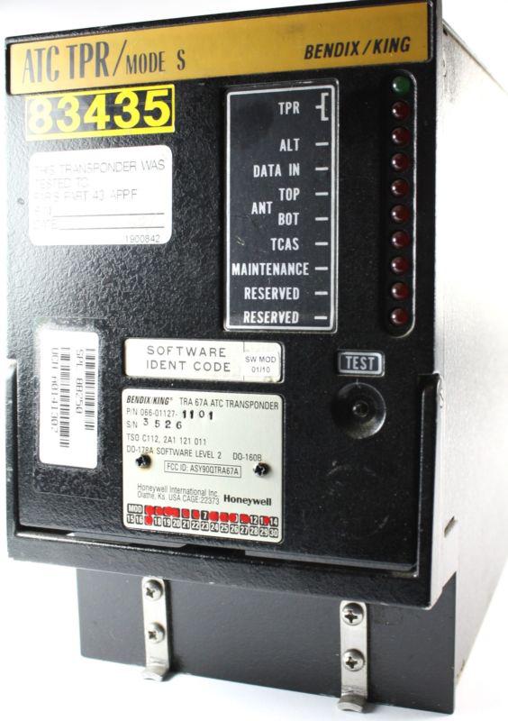 (sjz) bendix/king tra-67a mode 's' atc transponder $55k list p/n 066-01127-1101
