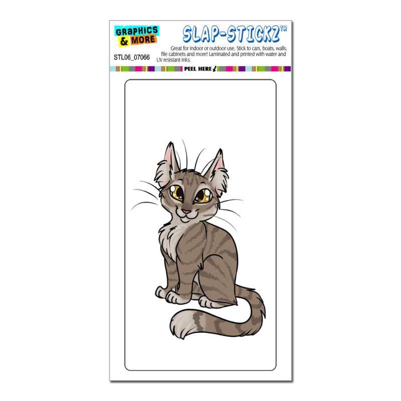 Tabby cat brown on white - pet - slap-stickz™ car window locker bumper sticker
