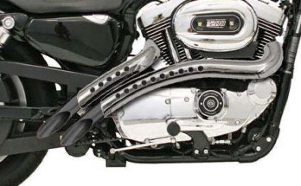 Bassani radial sweepers holed exhaust system 3" black harley xl883r 2002-2003