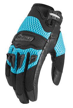 Icon twenty-niner blue leather womens gloves medium md