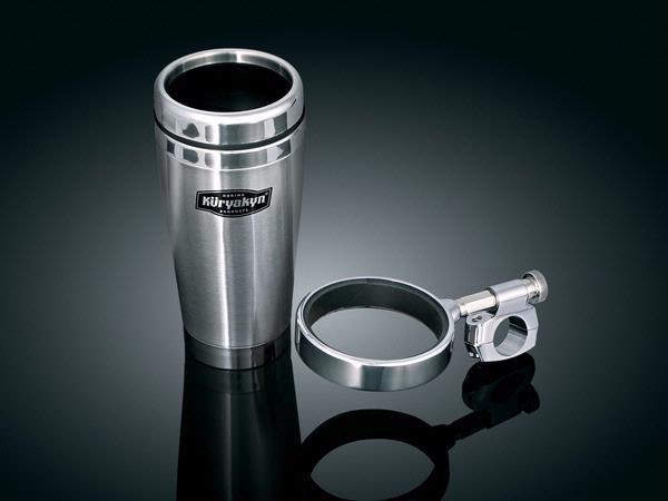 Kuryakyn universal drink holder with stainless steel mug fits: 1" bars