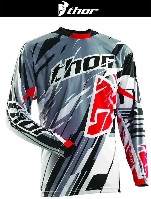 Thor flux shred gray red dirt bike jersey motocross mx atv 2014