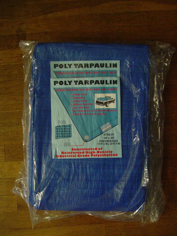 20 x 24' blue poly tarp waterproof sun wind 20x24