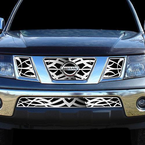 Nissan frontier 09-11 tribal polished stainless grill insert trim cover