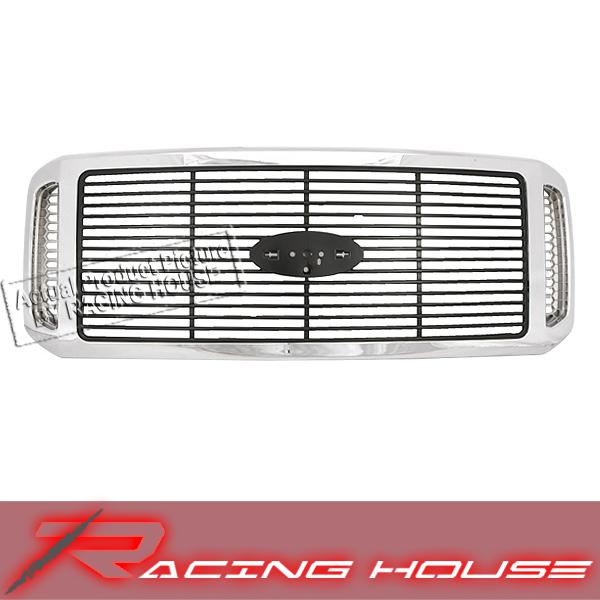 06-07 ford f250 f350 f450 f550 chrome frame blk insert grille grill replacement