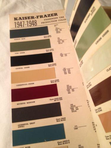 1947-1948 kaiser-frazer car sherwin -williams paint color chip chart guide