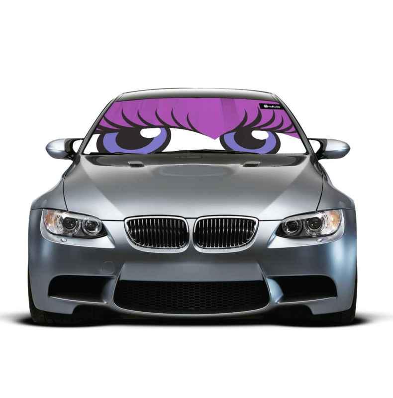 Mauto 3139 purple flirty eyes car sun shade, reversible in silver 27.6" x 51.2"