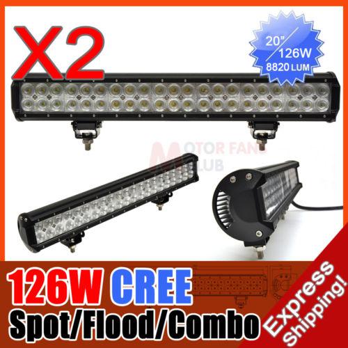2x 20inch 126w cree led work light bar lamp 8820lm spot/flood/combo 108w/234w