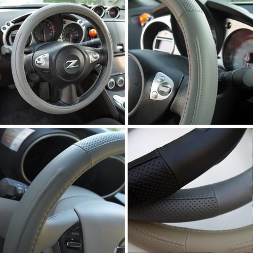 New steering wheel cover 57005 leather honda toyota grey civic 370z 14"-15" suv 